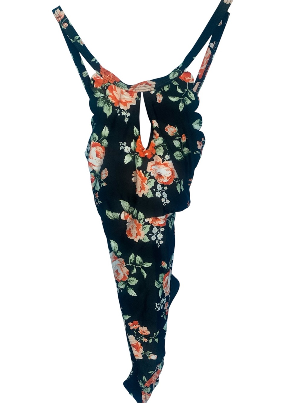 Cupshe Black Floral Keyhole One Piece Swimsuit NWT Size L